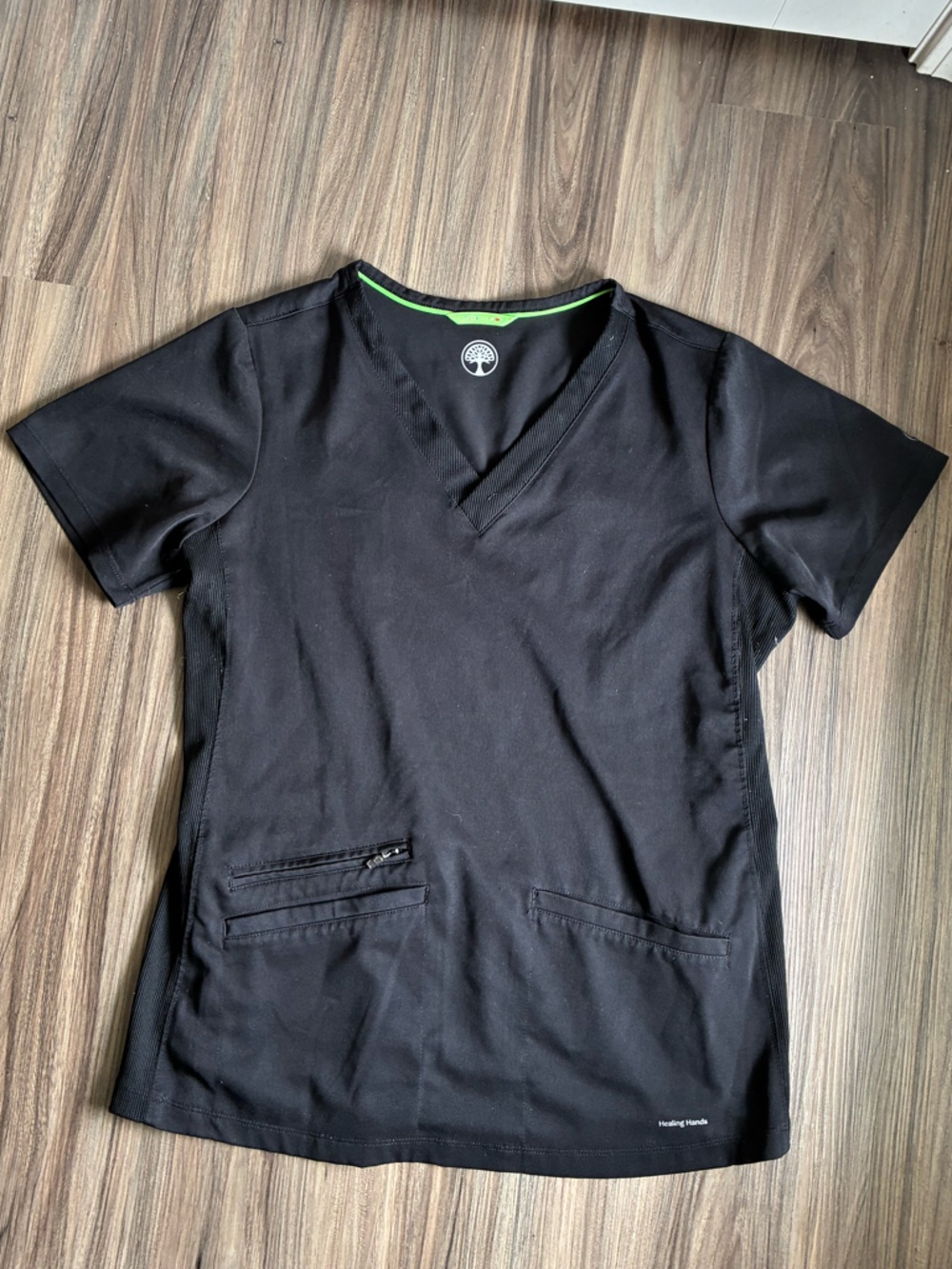 Healing Hands Black Scrub Top